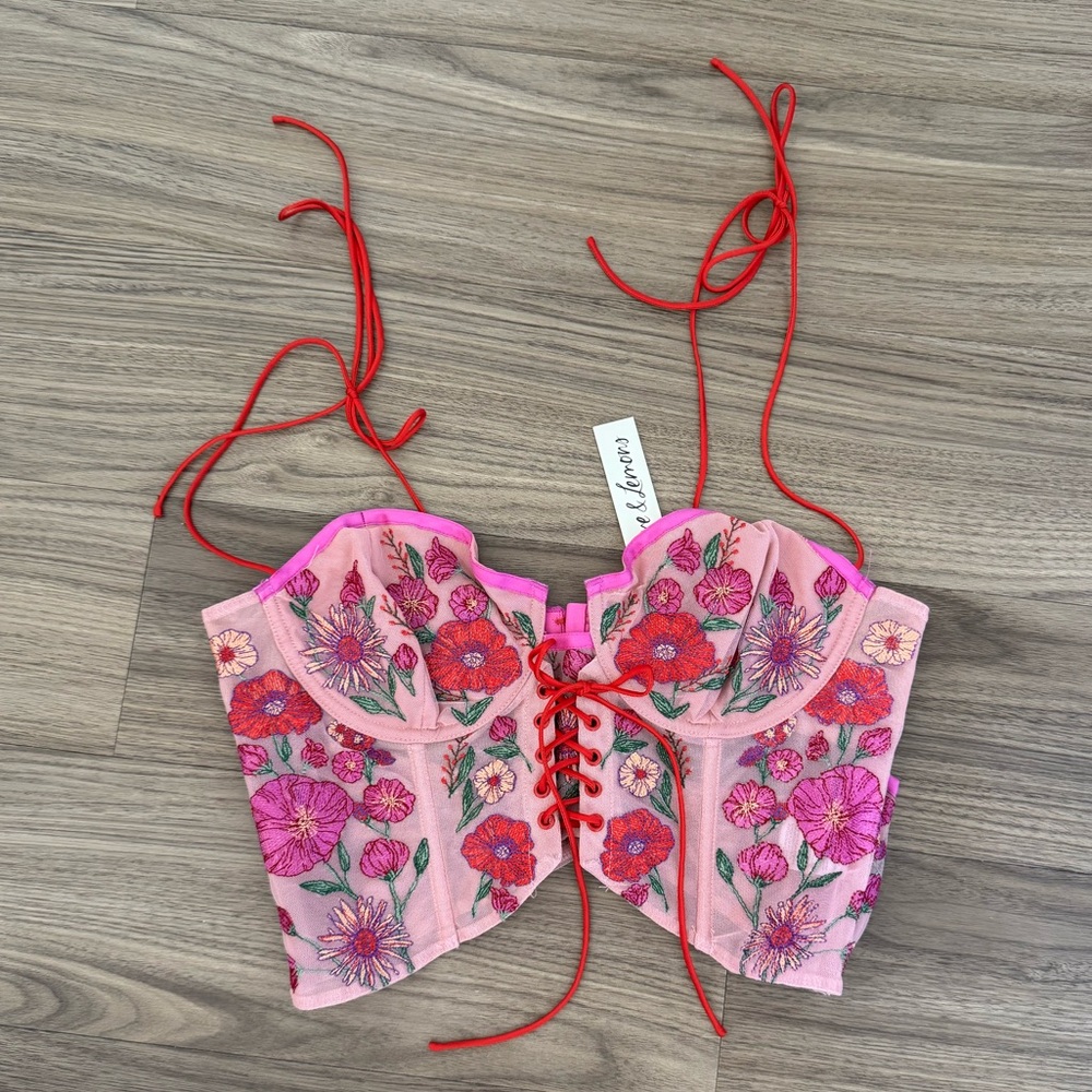 For Love and Lemons Kaylee Crop Top Size L